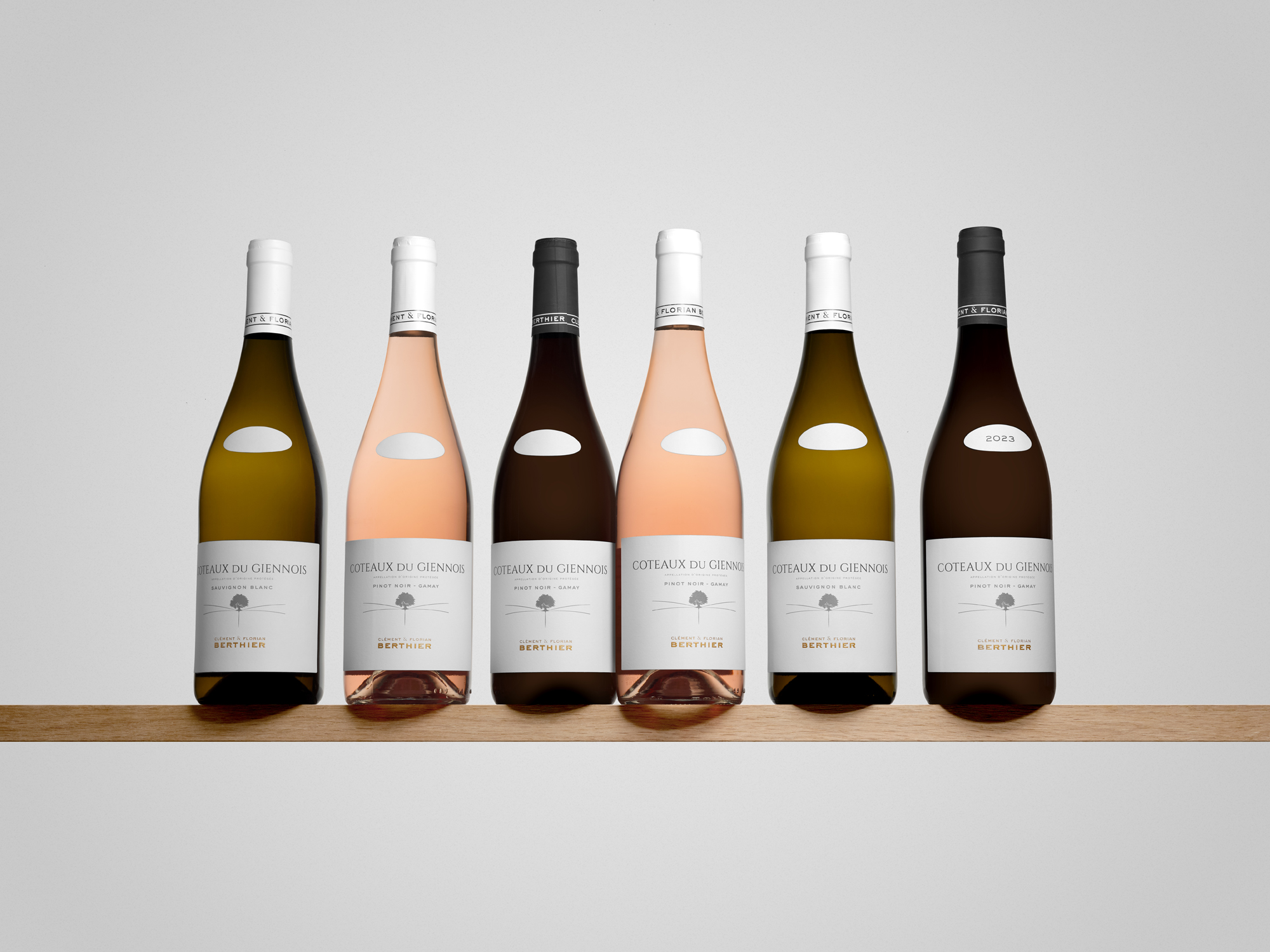 Une bouteille de vin de Sancerre rouge au milieu des tonneaux